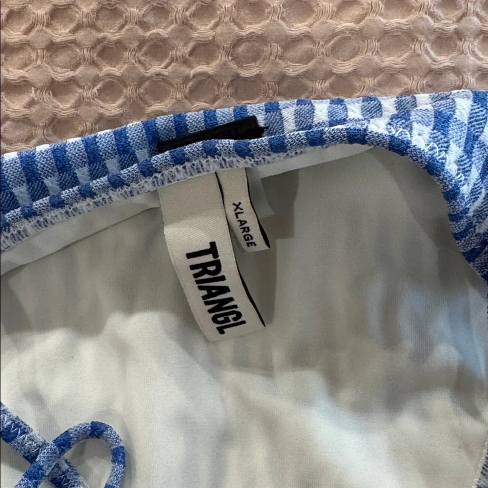 triangl swimwear Blue Gingham Tie Bikini